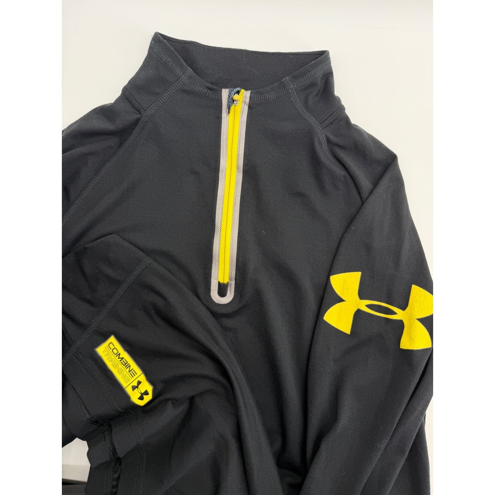 Under Armour Combine Training Mens Small Black Yellow 1/4 Zip Pullover Shirt